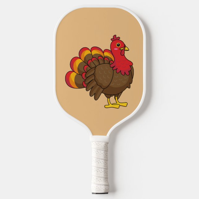 Cute Cartoon Turkey Pickleball Paddle (Front)