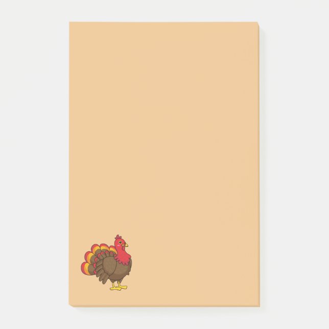 Cute Cartoon Turkey Post-it Notes (Front)