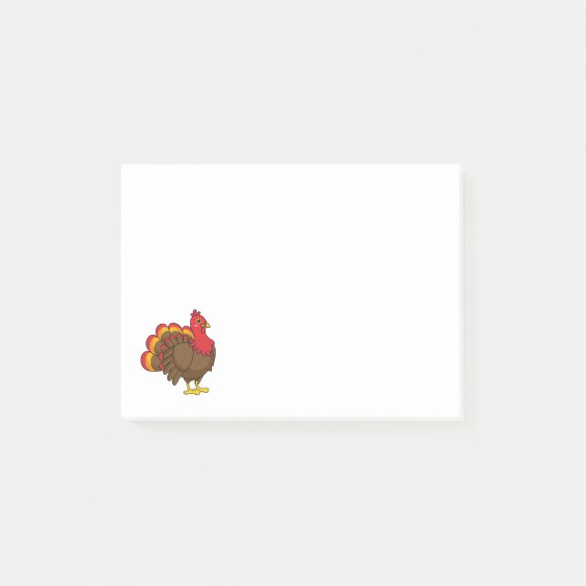Cute Cartoon Turkey Post-it Notes (Front)