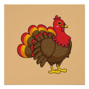 Cute Cartoon Turkey Poster