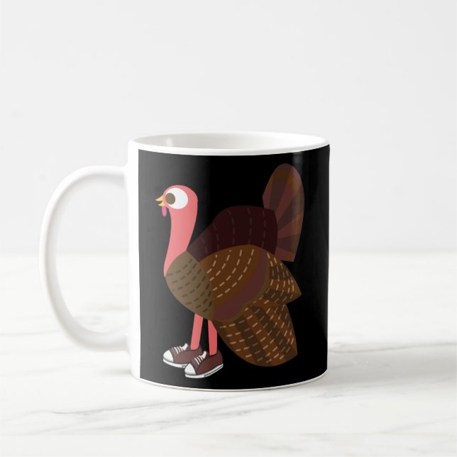 Cute Cartoon Turkey Runner wearing sneakers393png3 Coffee Mug (Left)