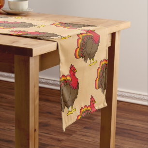 Cute Cartoon Turkey Short Table Runner