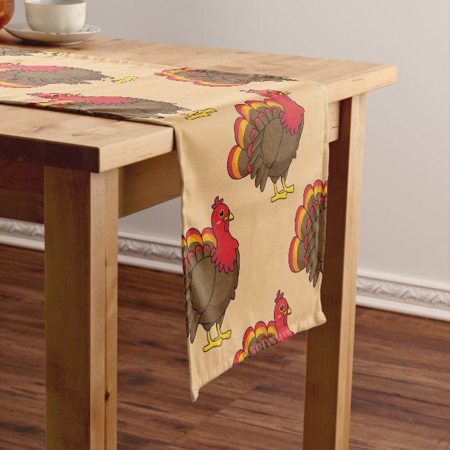 Cute Cartoon Turkey Short Table Runner (In Situ)