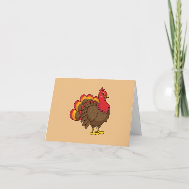 Cute Cartoon Turkey Thank You Card (Front)