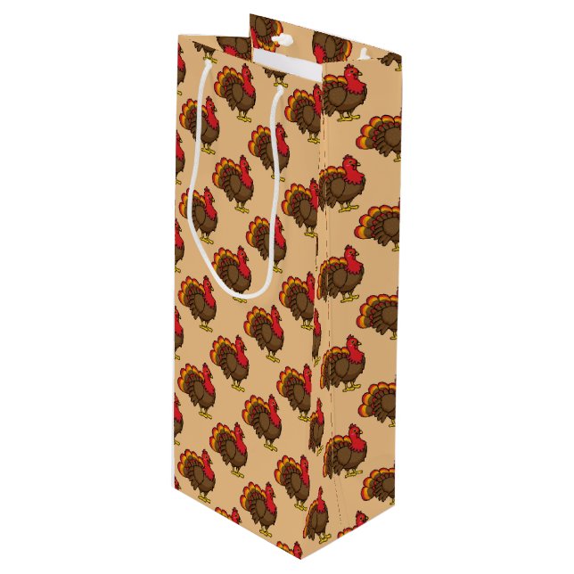 Cute Cartoon Turkey Wine Gift Bag (Front Angled)