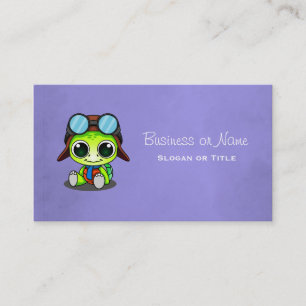 Cute Cartoon Turtle in Aviator Hat Business Card