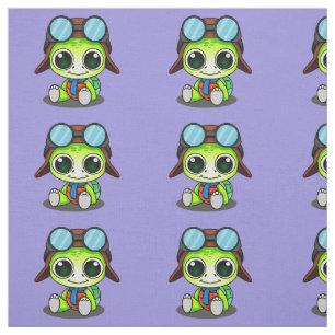 Cute Cartoon Turtle in Aviator Hat Fabric
