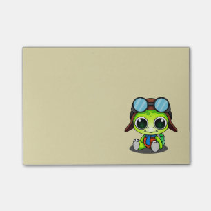 Cute Cartoon Turtle in Aviator Hat Post-it Notes