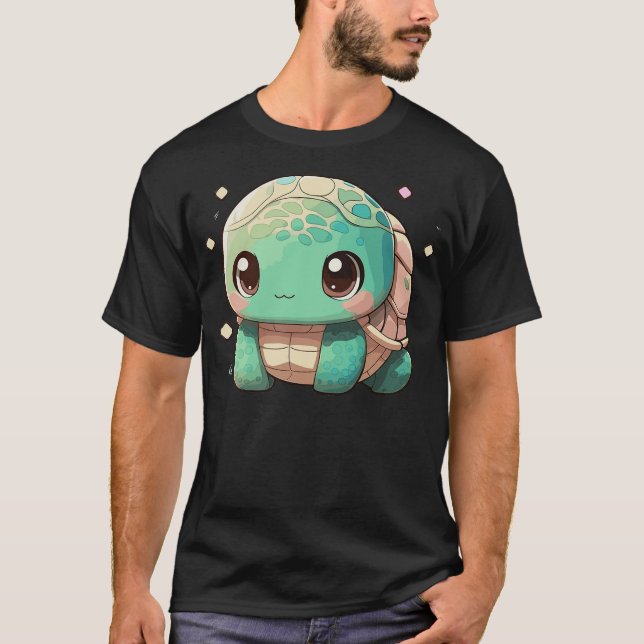Cute Cartoon Turtle Kawaii Anime Turtle Lover T-Shirt (Front)