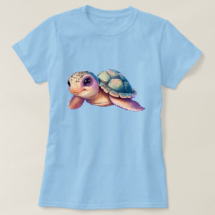 Cute Cartoon Turtle With Colourful Shell T-Shirt