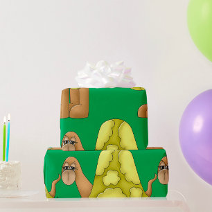 Cute Cartoon Turtle with Puffy Green Shell Wrapping Paper