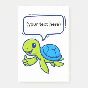 Cute Cartoon Turtle with Speech Bubble Post-it Notes