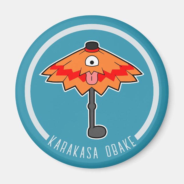 Cute Cartoon Umbrella Ghost | Japanese Yokai Magnet (Front)