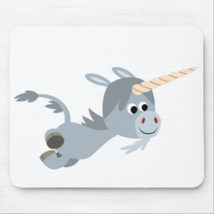 Cute Cartoon Unicorn In A Hurry Mousepad