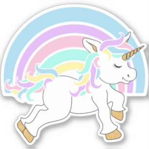 Cute Cartoon Unicorn with Rainbow - Kiss-Cut