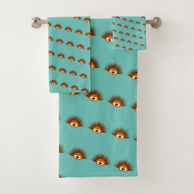 Cute Cartoon Urchin Pattern Bath Towel Set (Insitu)