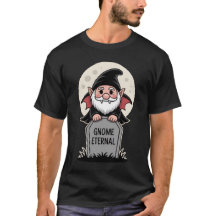 Cute Cartoon Vampire Gnome Standing at a Tombstone