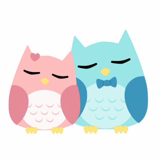 cute cartoon vector owl couple photo sculpture magnet (Front)