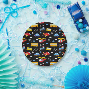 Cute Cartoon Vehicles Pattern Paper Plate