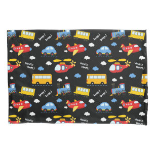 Cute Cartoon Vehicles Pattern  Pillowcase