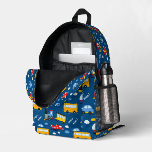 Cute Cartoon Vehicles Pattern Printed Backpack
