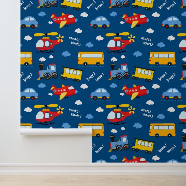 Cute Cartoon Vehicles Pattern  Wallpaper (Application)