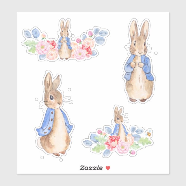 Cute Cartoon Vintage Easter Bunny Rabbit Stickers (Sheet)