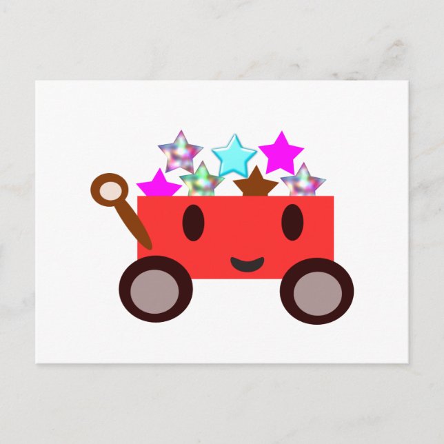 Cute cartoon wagon postcard (Front)