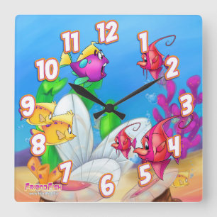 Cute cartoon wall clock fish