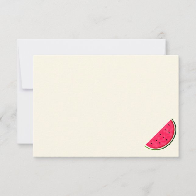 Cute Cartoon Watermelon Blank Cream Off White Card (Front)