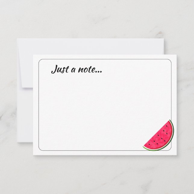Cute Cartoon Watermelon Custom Just a Note Card (Front)