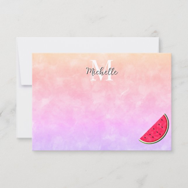 Cute Cartoon Watermelon Watercolor Personalized Card (Front)
