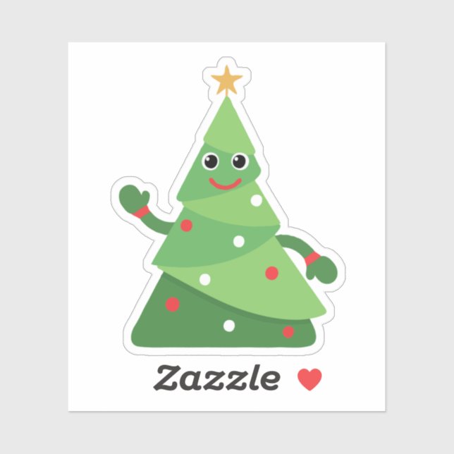 Cute Cartoon Waving Christmas Tree | Festive  (Sheet)