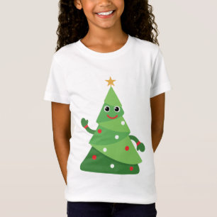 Cute Cartoon Waving Christmas Tree Festive T-Shirt