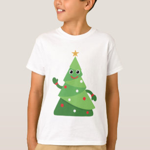 Cute Cartoon Waving Christmas Tree Festive T-Shirt