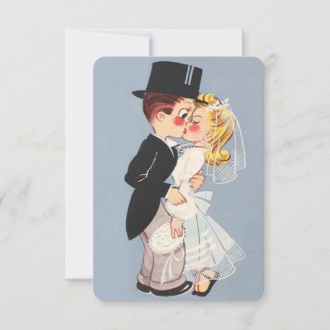 Cute cartoon wedding couple invitation (Front)