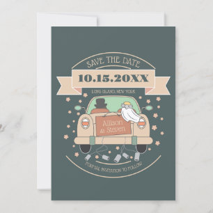 Cute cartoon wedding save the date invitation
