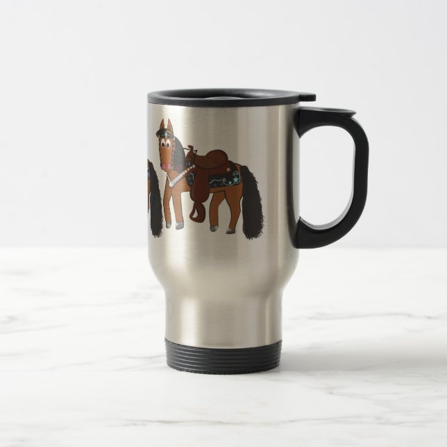 Cute Cartoon Western Horse Travel Mug (Right)