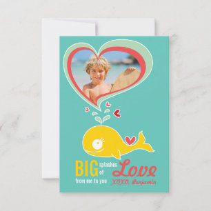 Cute Cartoon Whale Classroom Photo Valentine Card