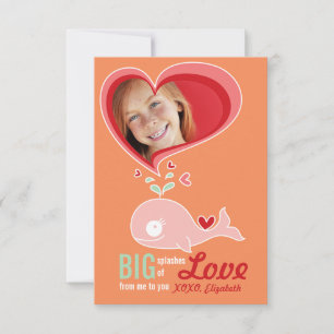Cute Cartoon Whale Classroom Valentine Photo Card