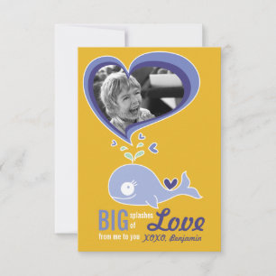 Cute Cartoon Whale Classroom Valentine Photo Invitation