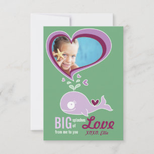 Cute Cartoon Whale Kid Classroom Valentine Photo Invitation