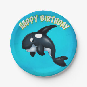 Cute cartoon whale paper plate