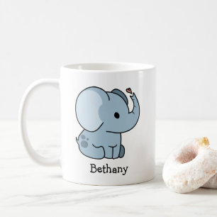 Cute Cartoon Whimsical Elephant Personalised Coffee Mug