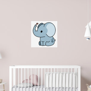 Cute Cartoon Whimsical Elephant Poster