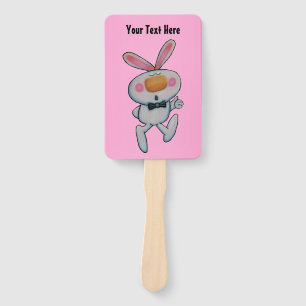 Cute Cartoon White Bunny Thumbs Up Sign Pink Hand Fan