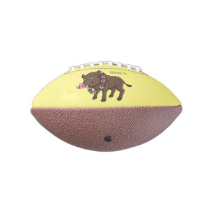 Cute cartoon wild boar and flowers american football