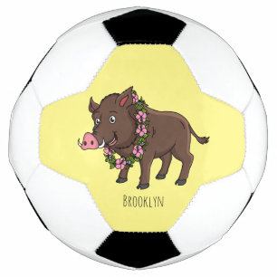 Cute cartoon wild boar and flowers football