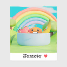 Cute Cartoon Wonderland: Custom Cut Vinyl Sticker