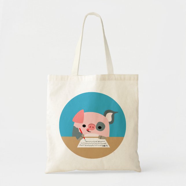 Cute Cartoon Writing Pig Bag (Front)